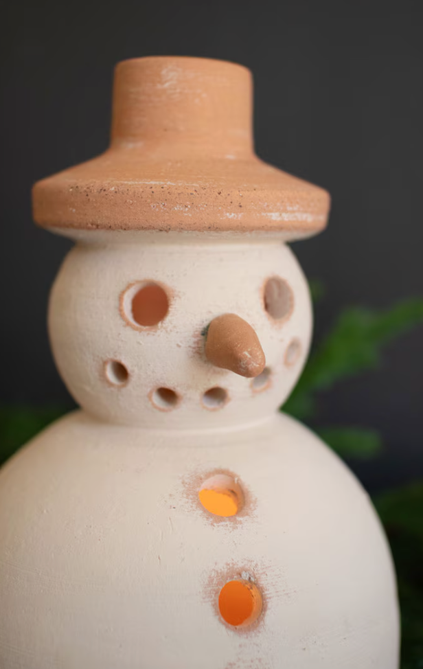 Ivory and Terracotta Snowman