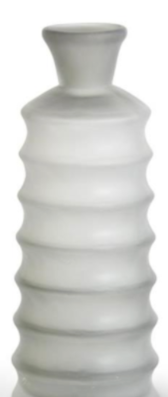 Gray Ribbed Handblown Glass Vases
