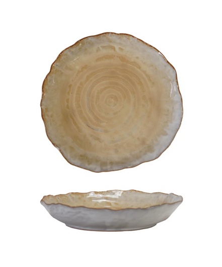 Stoneware Organic Shaped Plate, Reactive Glaze