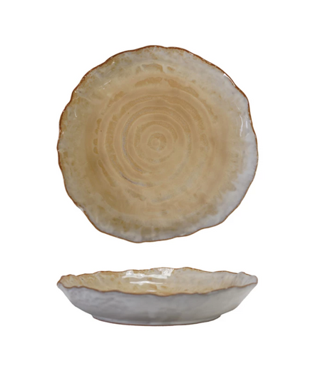 Stoneware Organic Shaped Plate, Reactive Glaze