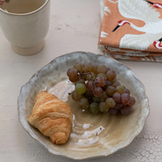 Stoneware Organic Shaped Plate, Reactive Glaze