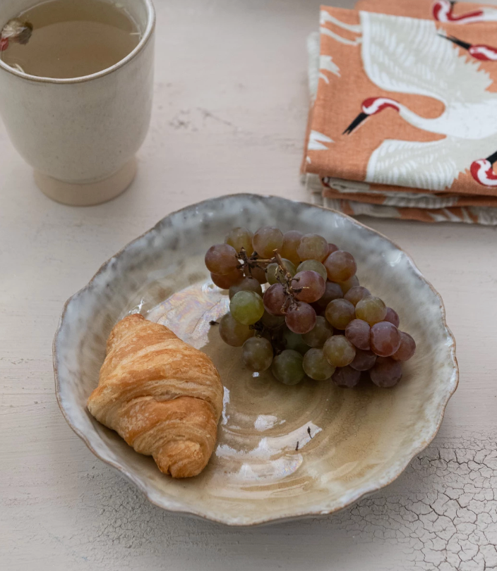 Stoneware Organic Shaped Plate, Reactive Glaze