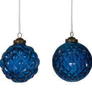 Textural Opaque Blue Glass Ball Ornament