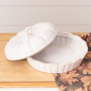 White Pumpkin Covered 9 Inch Dish