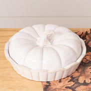 White Pumpkin Covered 9 Inch Dish