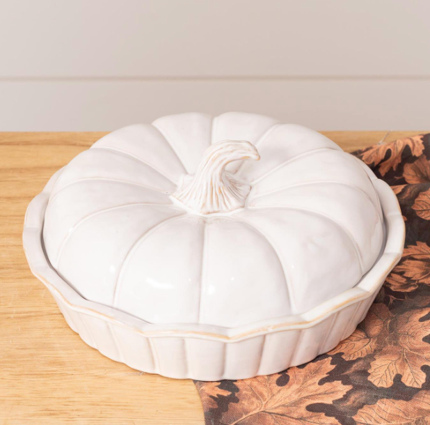White Pumpkin Covered 9 Inch Dish