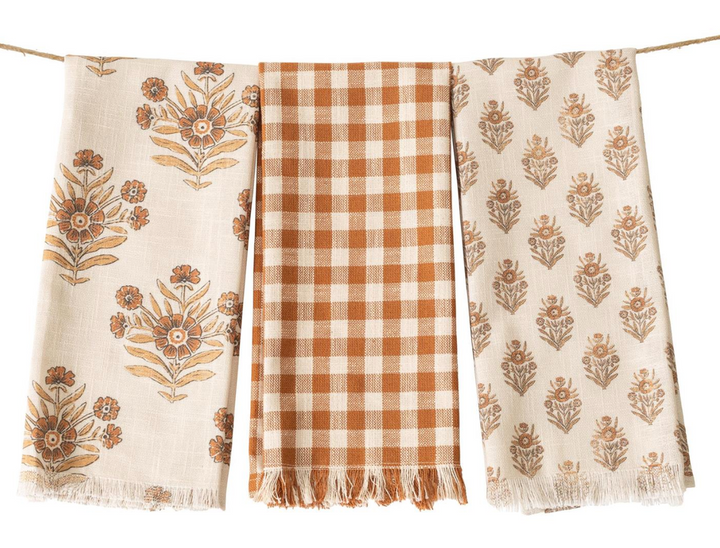 Tea Towels - Block Print Silhouette and Check