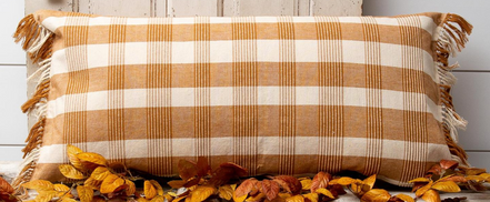 Woven Ochre Plaid Lumbar Pillow