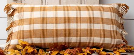 Woven Ochre Plaid Lumbar Pillow