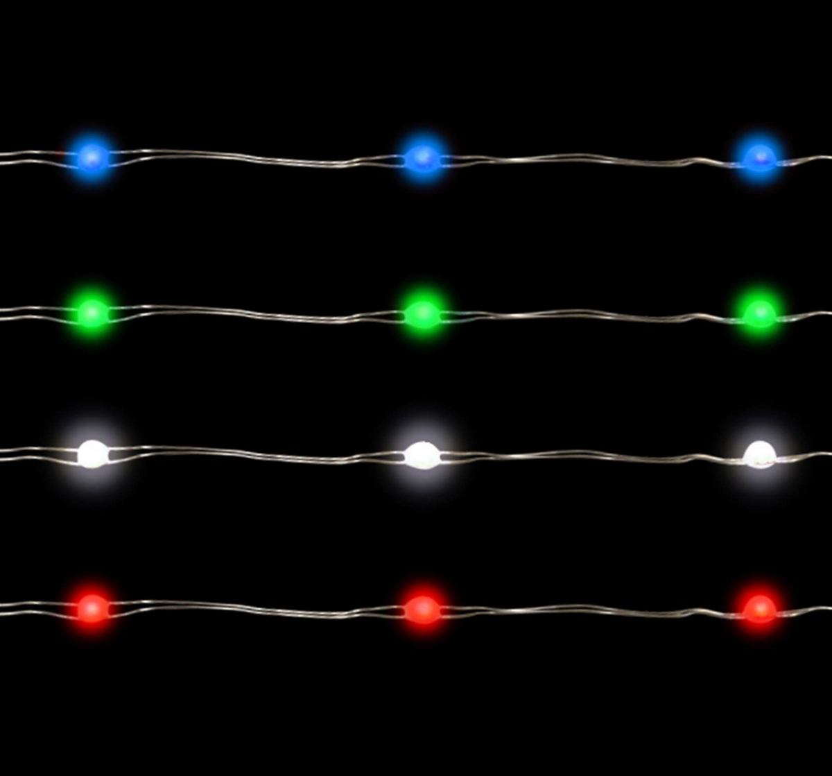 Battery Operated 50L Big Seed Micro Light - Assorted Color Strands/Silver Wire