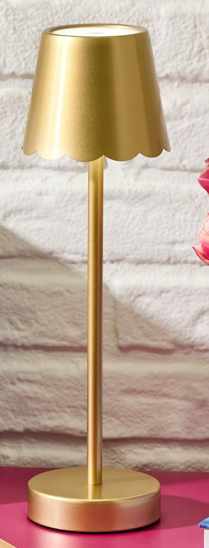 LED Portable Cordless Table Lamp with Scalloped Edge Shade