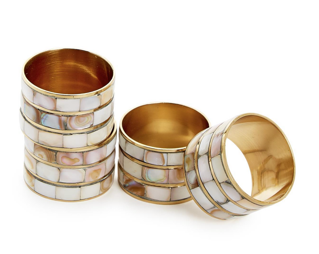 Set of 4 Mother of Pearl Napkin Ring