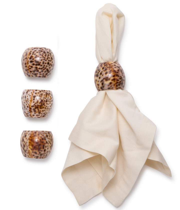 Set of 4 Tiger Cowrie Napkin Holders