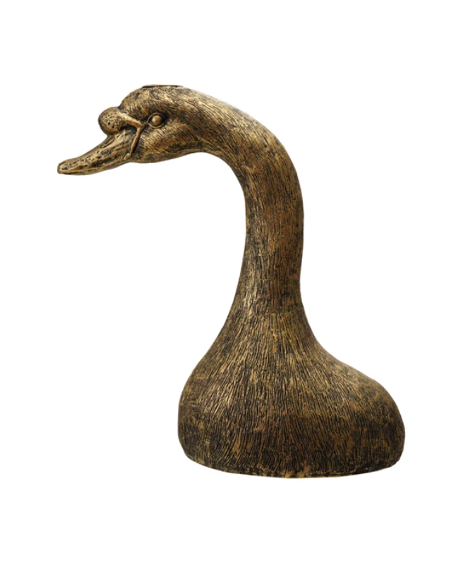 Antique Gold Goose Head Taper Candle Holder