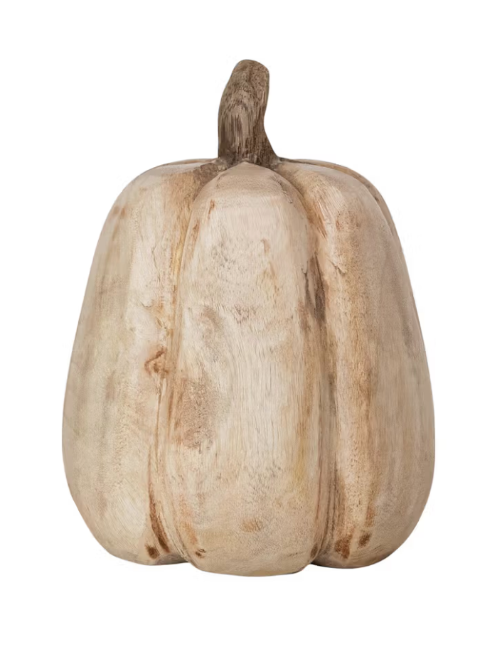 Carved Mango Wood Pumpkin