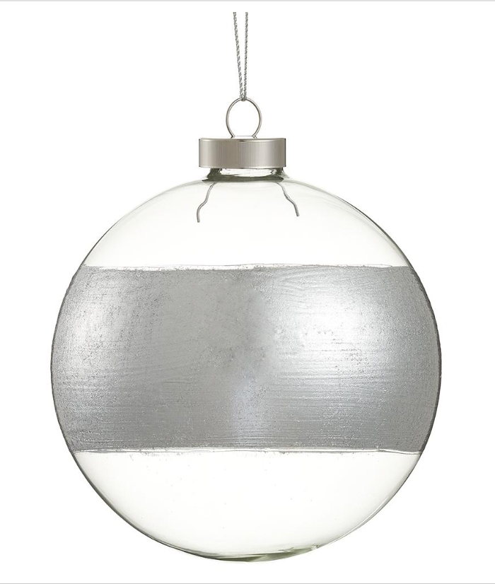 Clear Silver Glass Ball Ornament