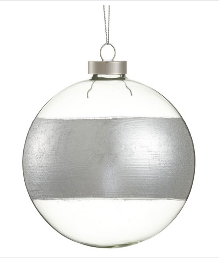 Clear Silver Glass Ball Ornament