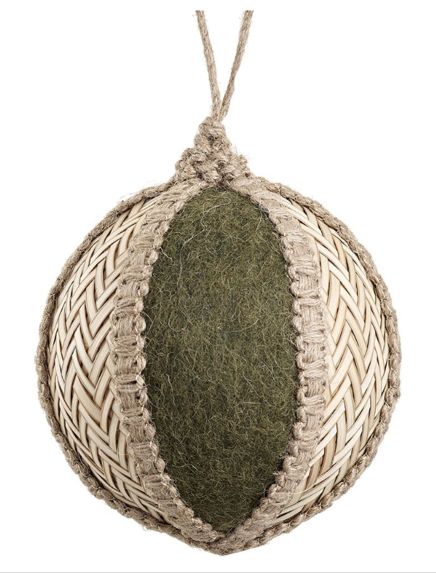 Rattan Felt Ball Ornament