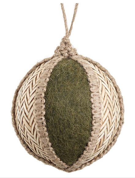 Rattan Felt Ball Ornament