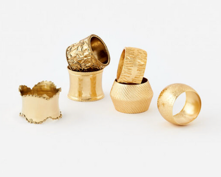 Set of 4 Gold Napkin Rings Assorted Styles