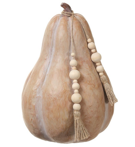 Pumpkin With Tassel Beige Whitewashed