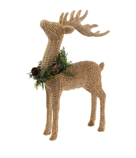 Basket Weave Standing Deer W Wreath