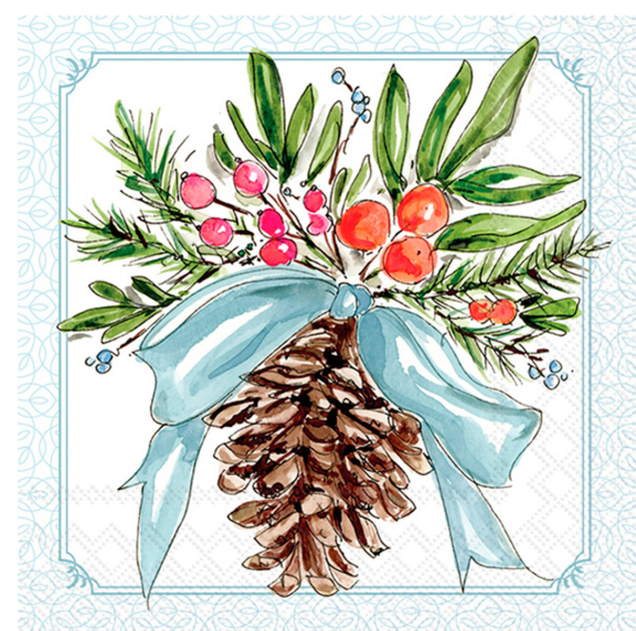 Pinecones And Ribbons Cocktail Napkins