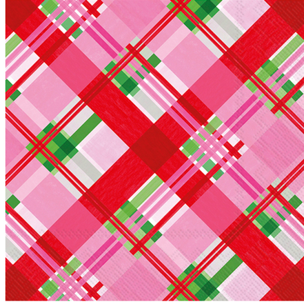 Pink Plaid Cocktail Napkins