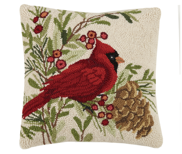 Winter Cardinal Hook Pillow