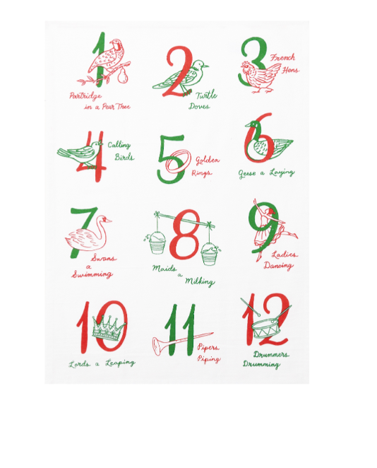12 Days Of Christmas Tea Towel