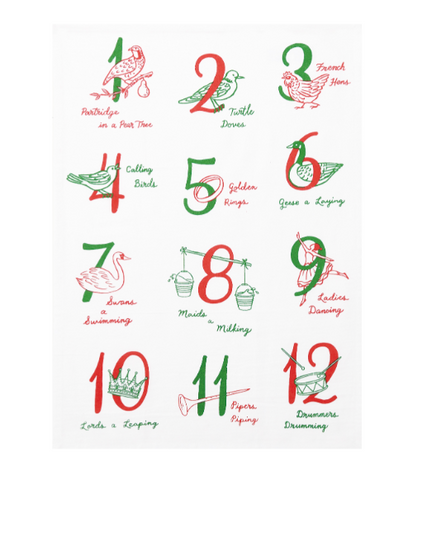 12 Days Of Christmas Tea Towel