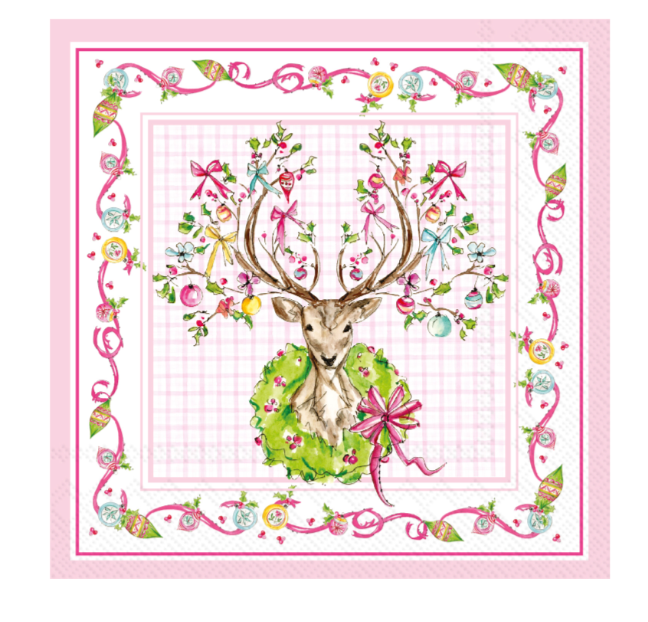 Vintage Ornament Deer Cocktail Napkins