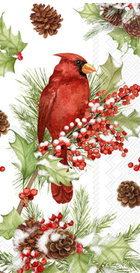 Cardinals In Holly Guest Towel