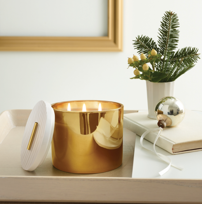 Frasier Fir Poured Candle, 3-Wick Gold