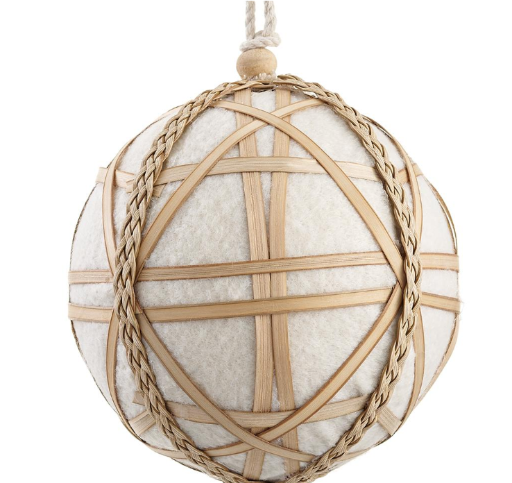 Rattan and Beige Felt Ornament