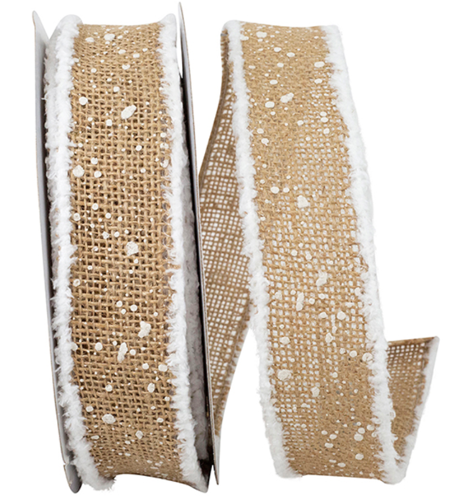 Burlap Snowed Edge Wired Ribbon 1-1/2"x10yds