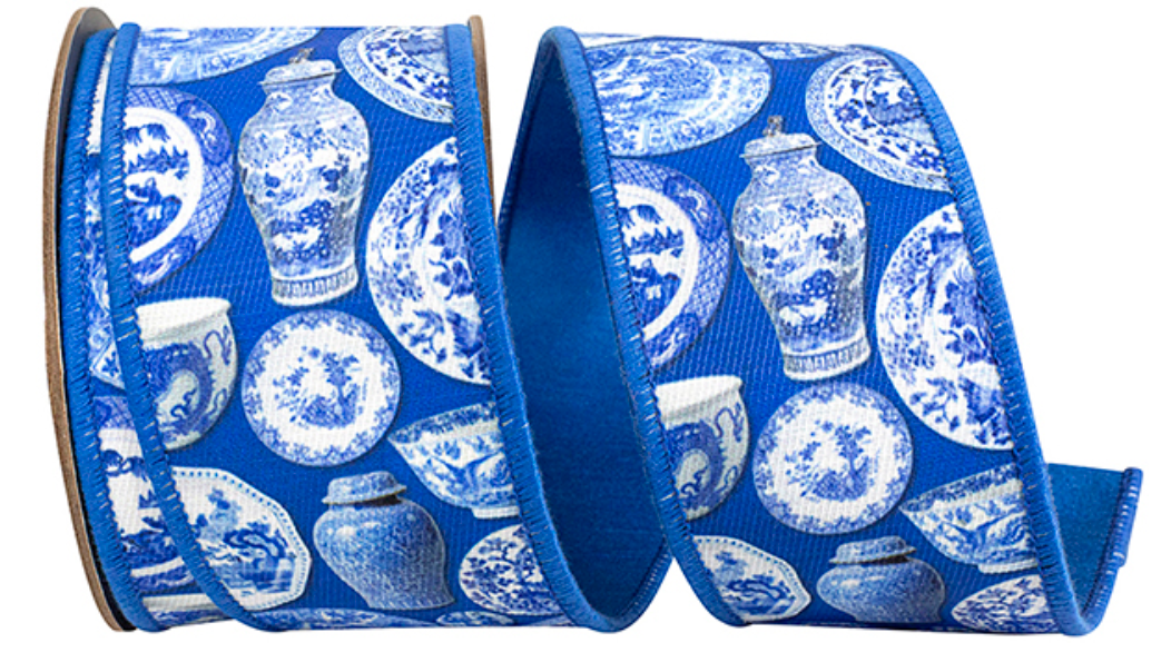 Chinoiserie Twill Dupioni Backed Wired Ribbon 2-1/2