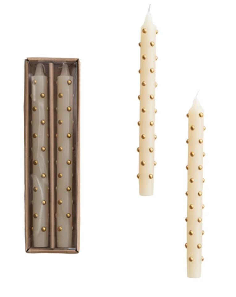 Gold Dotted Taper Candles