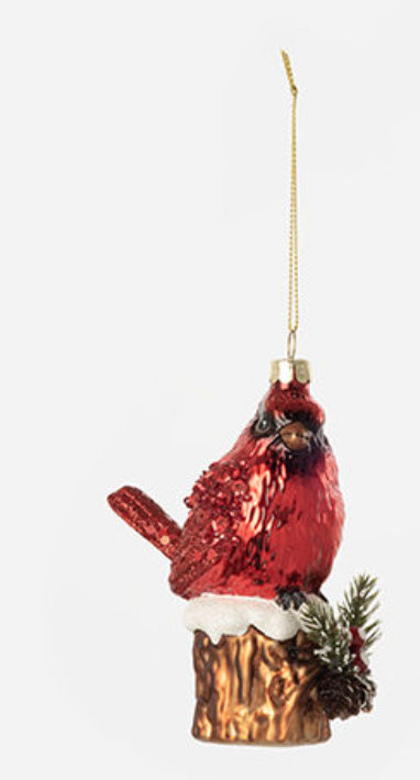 Cardinal on Stump Ornament