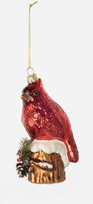 Cardinal on Stump Ornament