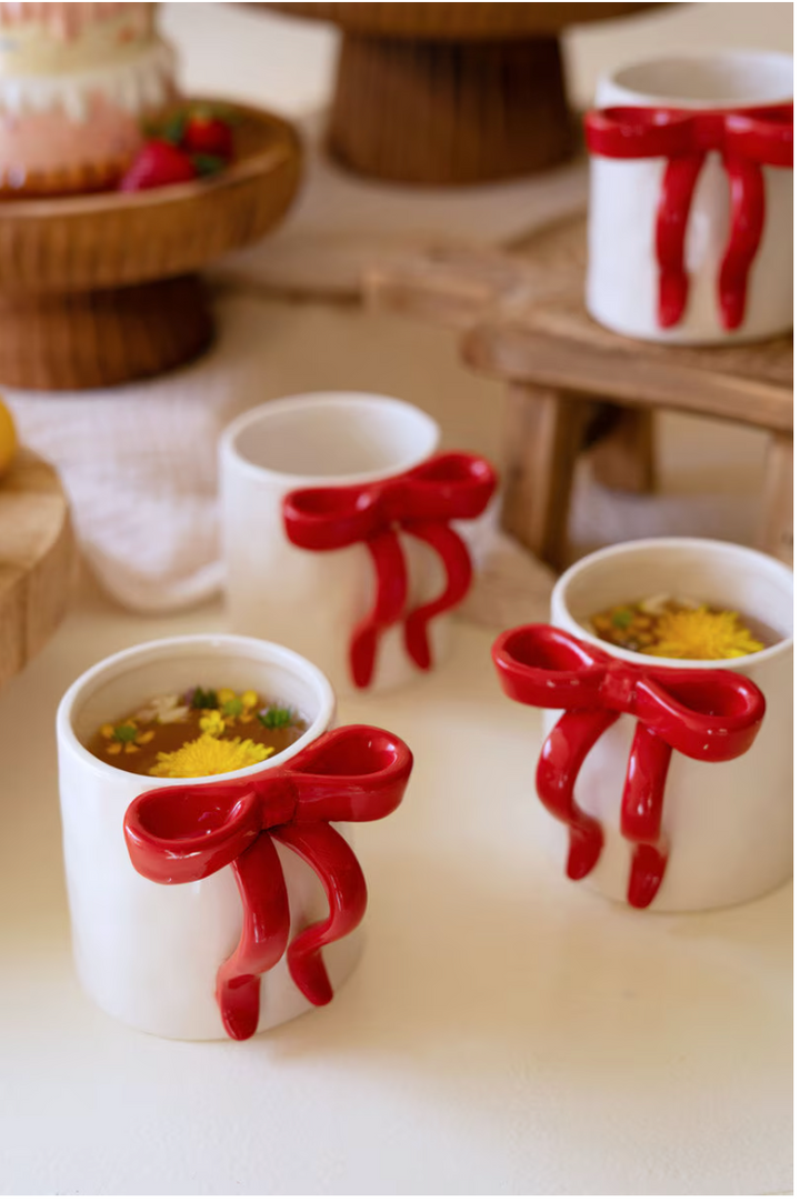 Ceramic Christmas Bow Coffee Mug