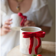 Ceramic Christmas Bow Coffee Mug