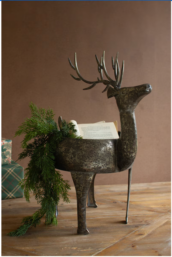 Rustic Metal Reindeer Planter