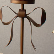 Antique Brass Pillar Candle Stands with Bow Detail
