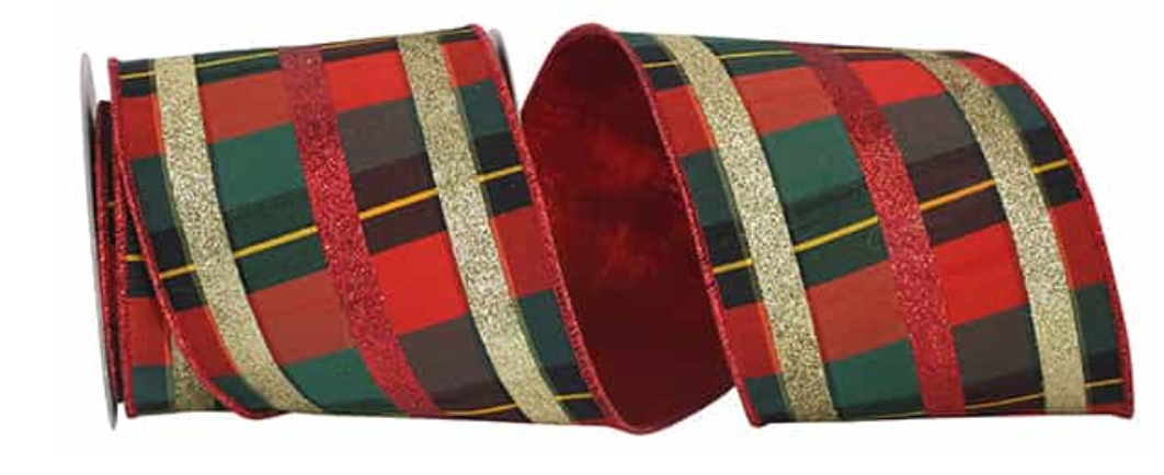 Jardan Plaid Dupioni Glitter Wired Ribbon 4