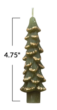 Tree Shaped Taper Candles with Gold Accents
