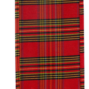 Holly Embroidered Velvet Plaid Back Wired Ribbon 4
