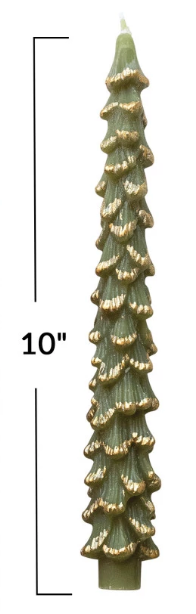 Tree Shaped Taper Candles with Gold Accents