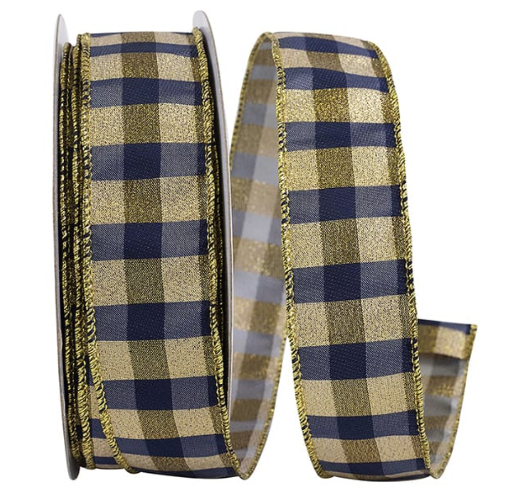 Check Metallic Elegance Wired Ribbon 1-1/2