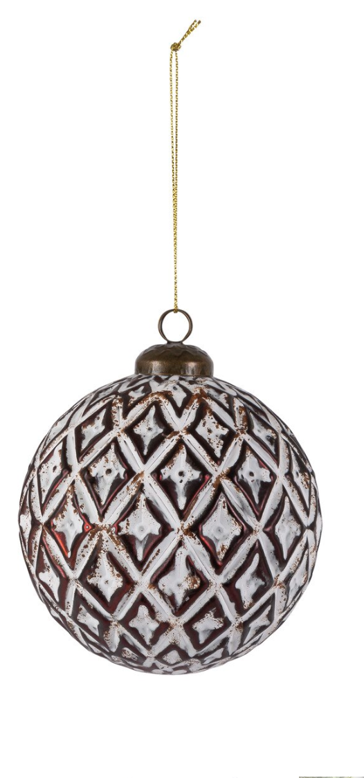 White-Washed Diamond Ornament